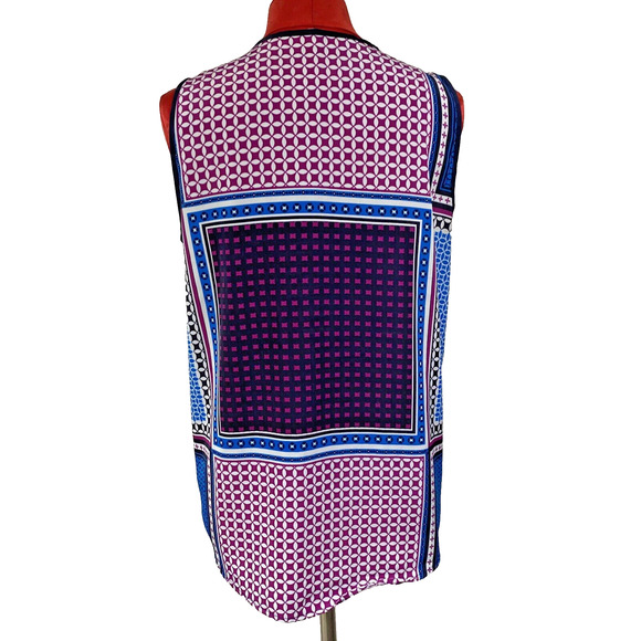 41 Hawthorn Sleeveless Top Blouse Size M Multicolor Geometric Blue Pink Purple - Picture 3 of 7